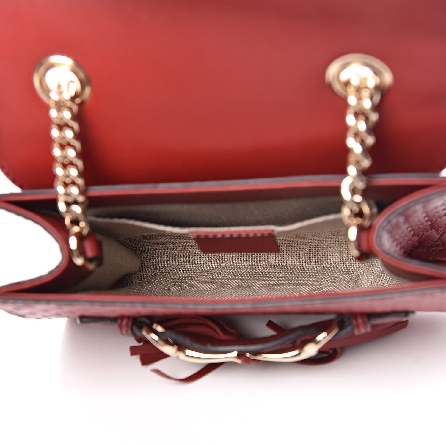 Gucci Soft Microguccissima Mini Emily Chain Shoulder Bag Rosso 6 of 12