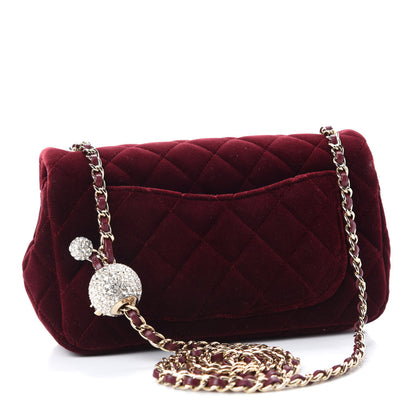 Chanel Velvet Quilted Mini Rectangular Pearl Crush Flap Burgundy 3 of 10
