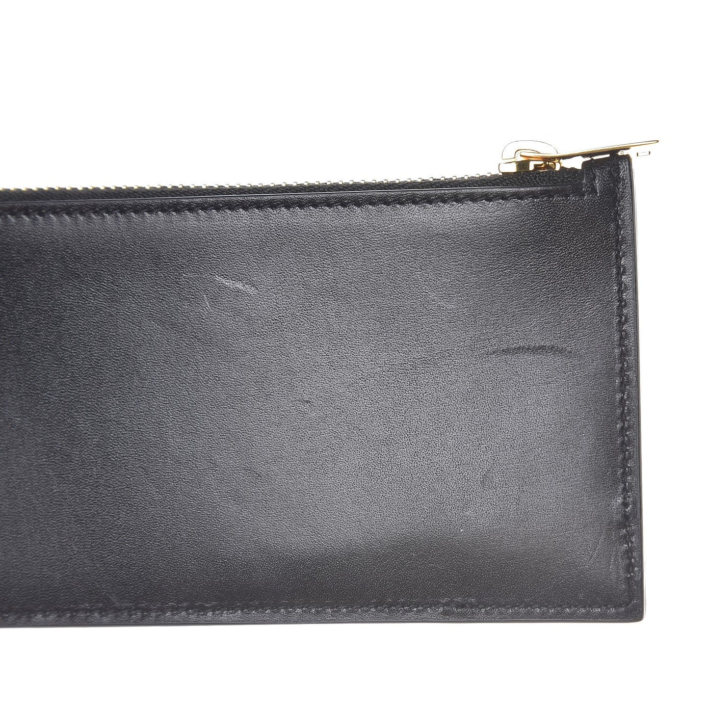Calfskin 5 Fragments Zip Pouch Card Holder Black