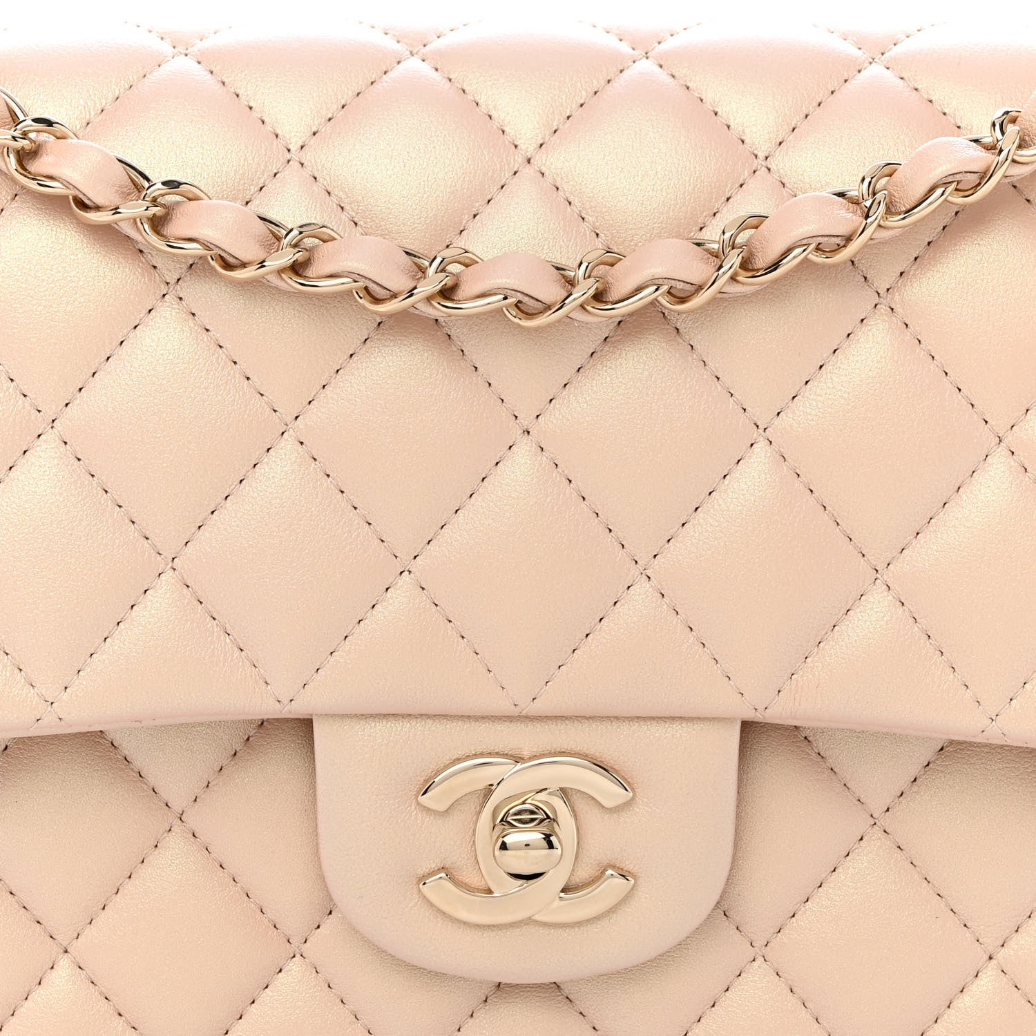 Chanel Iridescent Calfskin Quilted Medium Double Flap Beige 8 of 12