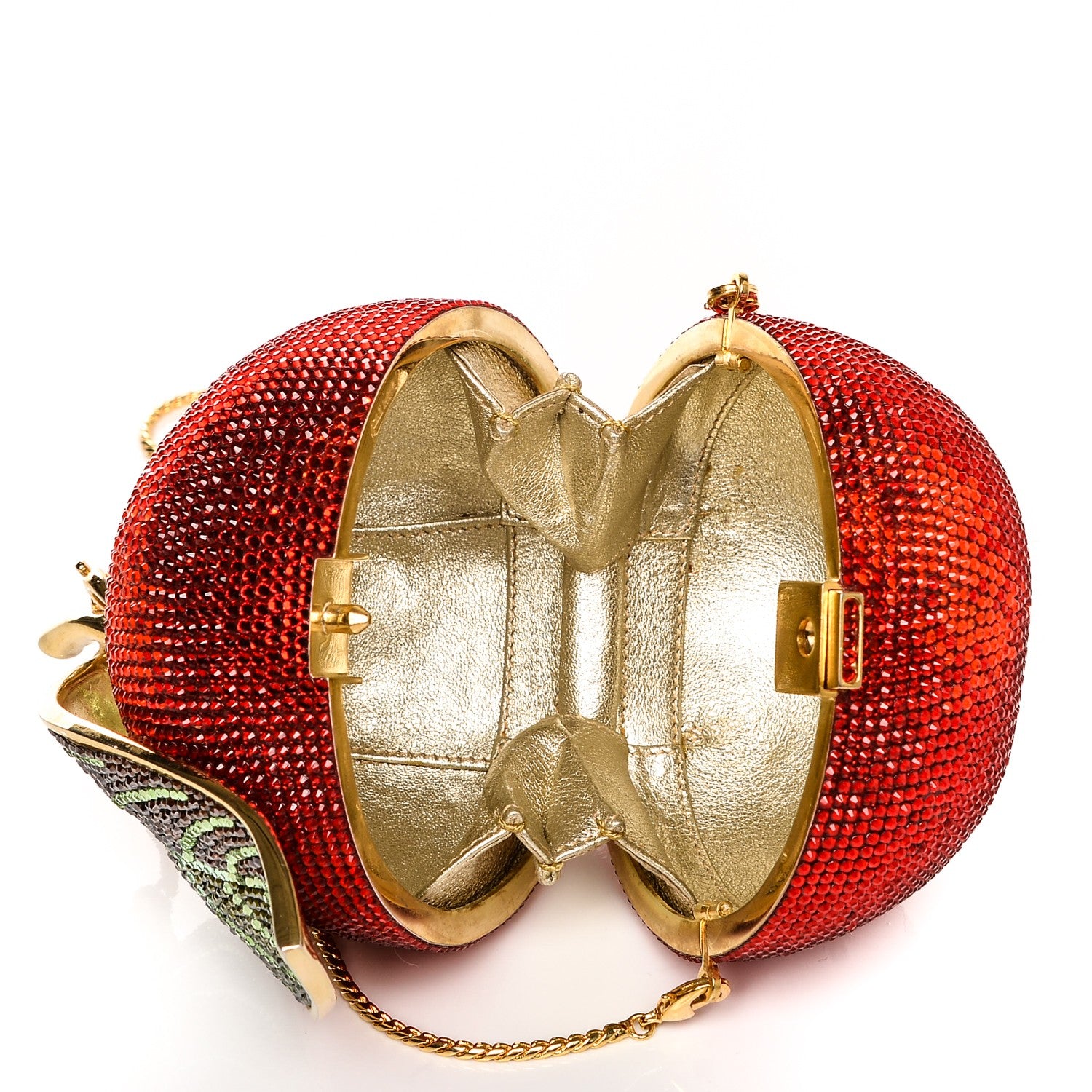 Judith Leiber Swarovski Crystal Apple Minaudiere Clutch Red 5 of 8