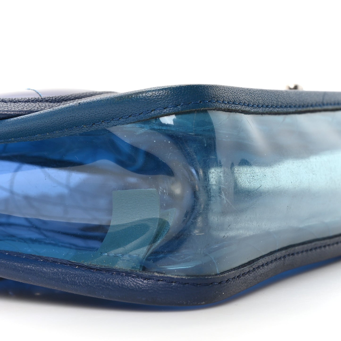 PVC Lambskin Stitched Medium Coco Splash Flap Blue