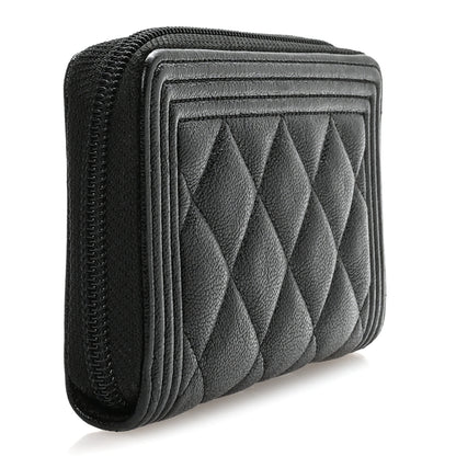 Chanel Caviar Quilted Small Boy Zip Around Wallet Black 3 of 10