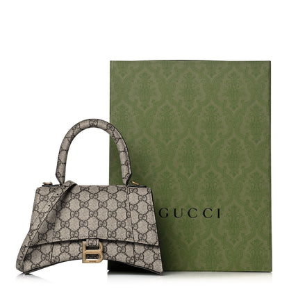 Balenciaga X GUCCI GG Supreme Monogram Small Hourglass Top Handle Bag Beige Ebony 14 of 14