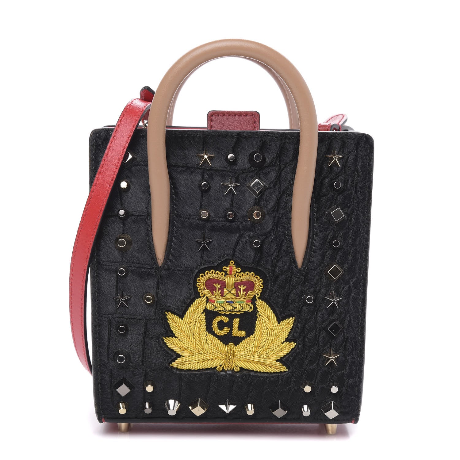 Christian Louboutin Calf Hair Calfskin Studded Nano Paloma Black 1 of 9