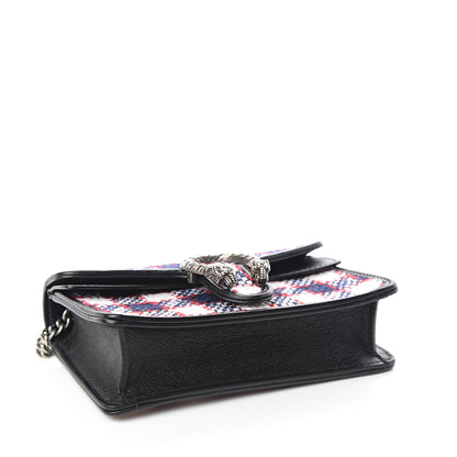 Gucci Vintage Tweed Check Super Mini Dionysus Shoulder Bag White Hibiscus Red Marine 3 of 8