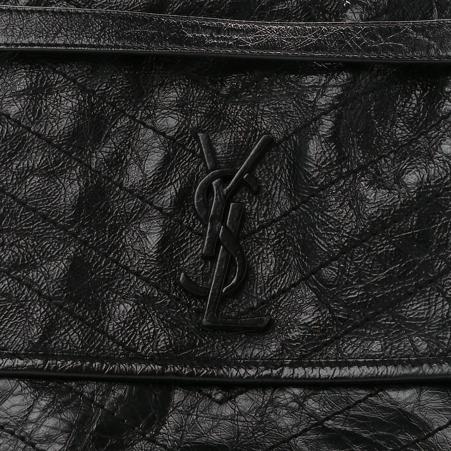 Saint Laurent Crinkled Calfskin Matelasse Monogram Medium Niki Chain Satchel Black 9 of 11