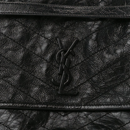 Saint Laurent Crinkled Calfskin Matelasse Monogram Medium Niki Chain Satchel Black 9 of 11