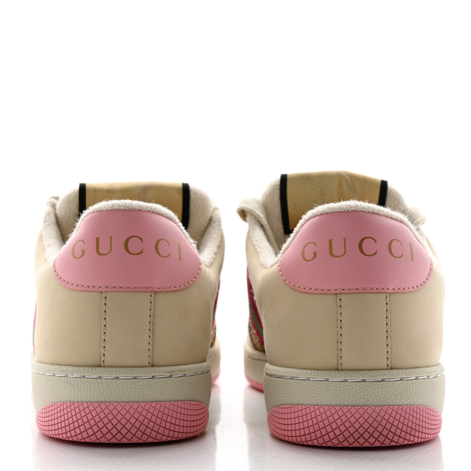Gucci New GG Monogram Nubuck Web Crystal Embellished Womens Screener Sneakers 37 Camel Ebony Wild Rose 5 of 13