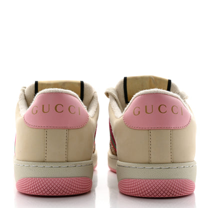 Gucci New GG Monogram Nubuck Web Crystal Embellished Womens Screener Sneakers 37 Camel Ebony Wild Rose 5 of 13