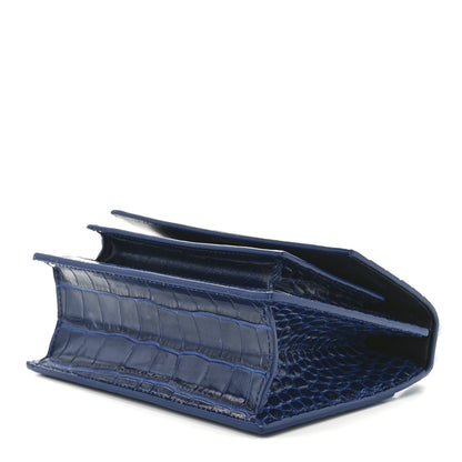 Balenciaga Shiny Calfskin Crocodile Embossed XS Sharp Top Handle Bag Navy 9 of 11