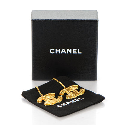 Chanel CC Drop Earrings Matte Gold 5 of 5