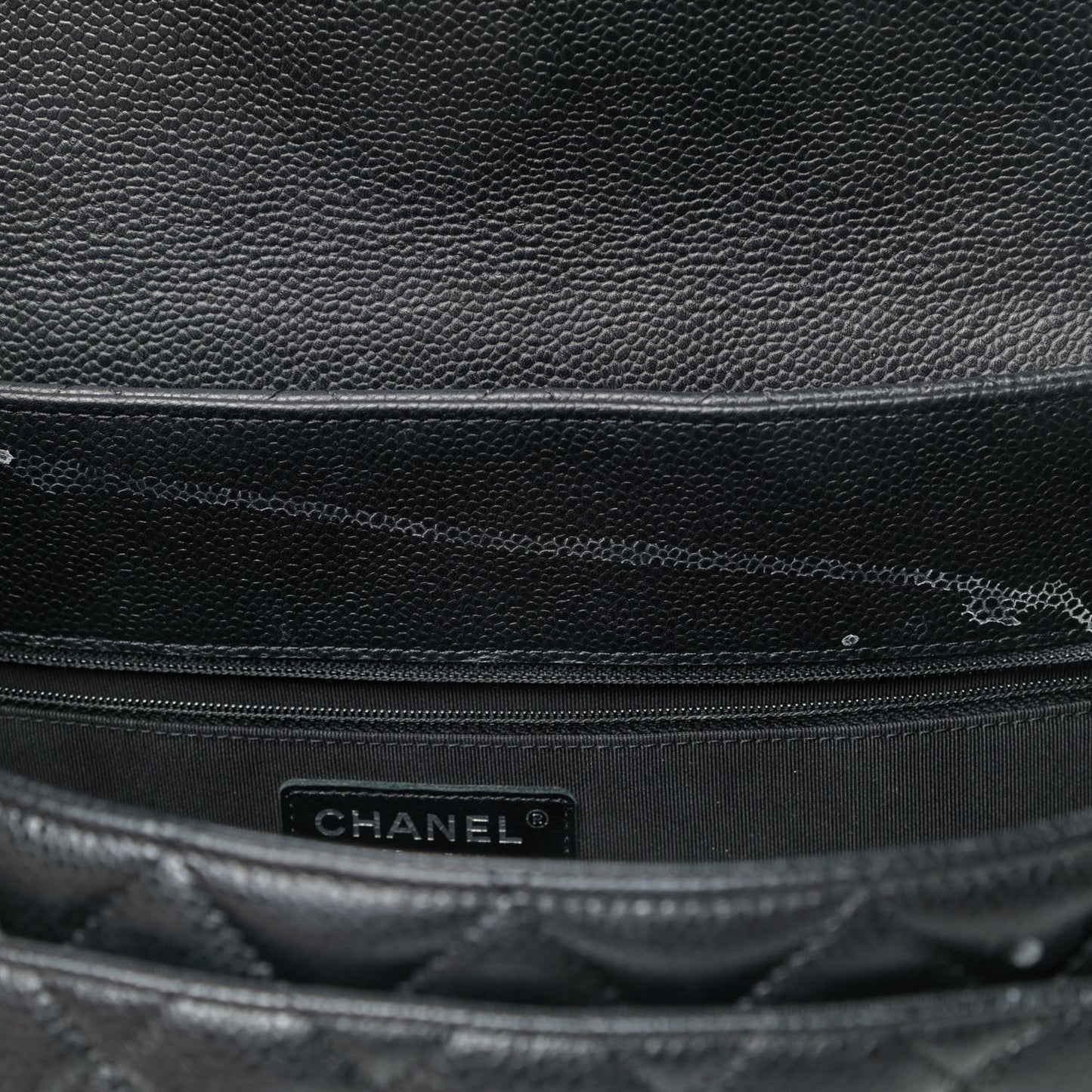 Caviar Quilted Flap Tote Black