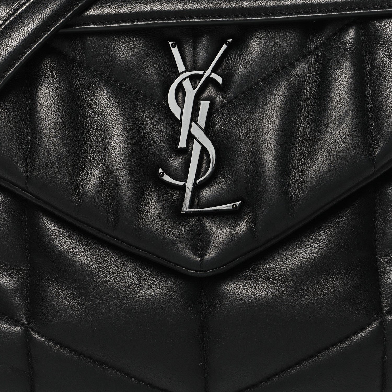 Saint Laurent Lambskin Quilted Small Loulou Puffer Monogram Chain Satchel Black 8 of 11