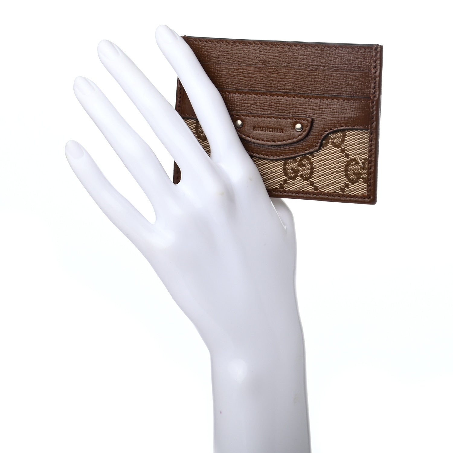 Balenciaga X GUCCI GG Monogram Azalea Calfskin Neo Classic Card Holder Beige Ebony Brown Sugar 2 of 7