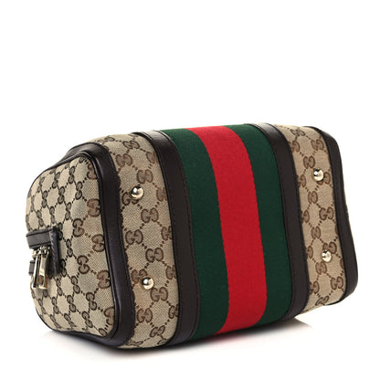 Gucci Monogram Vintage Web Small Boston Dark Brown 3 of 14