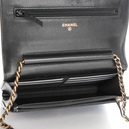 Chanel Lambskin Quilted Boy Wallet On Chain WOC Black 5 of 8