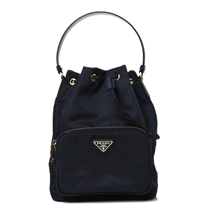 Prada Saffiano Tessuto Nylon Mini Bucket Crossbody Bag Navy 1 of 14