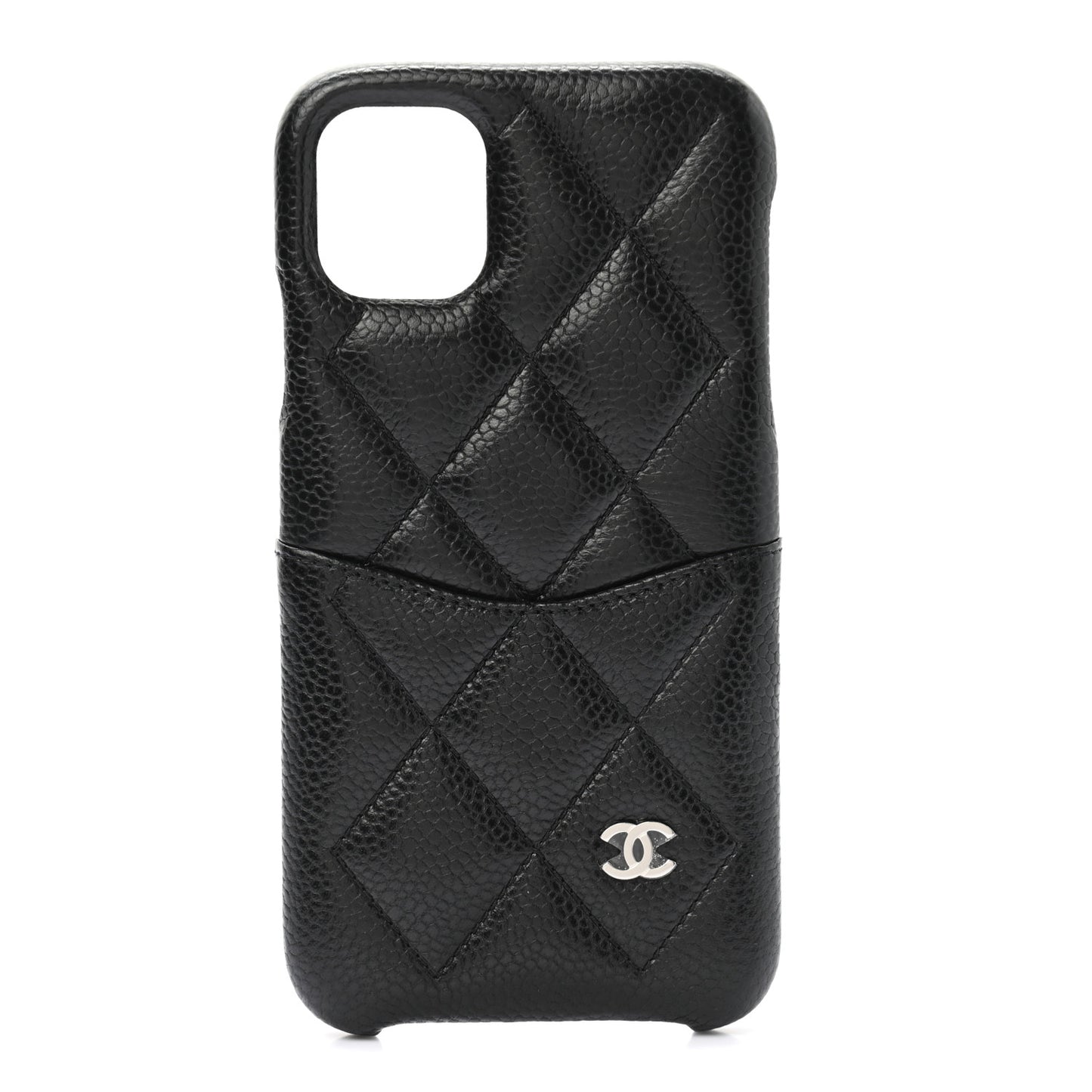 Caviar Quilted iPhone 11 Tech Case Black Burgundy