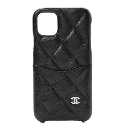 Chanel Caviar Quilted iPhone 11 Tech Case Black Burgundy 1 of 8
