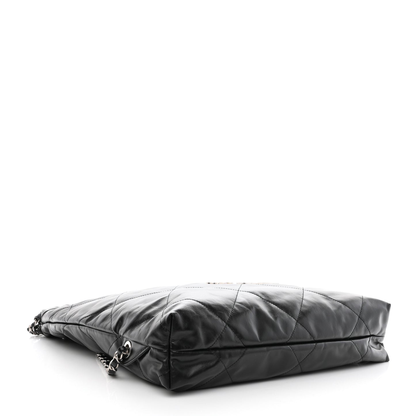 Shiny Calfskin Quilted Chanel 22 Backpack Black