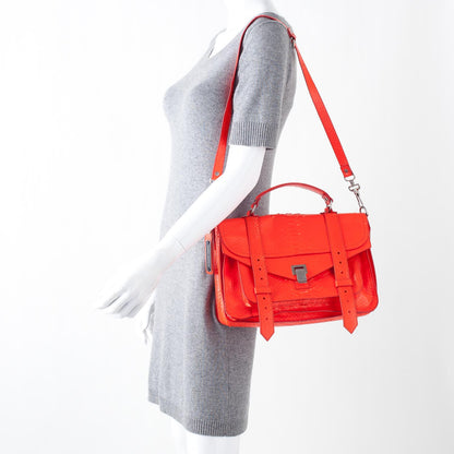 Proenza Schouler Python PS1 Medium Satchel Neon Red 2 of 9