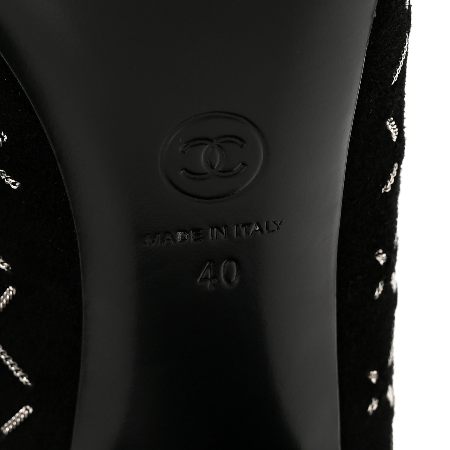 Kid Suede Chain Quilted Pumps 40 Black