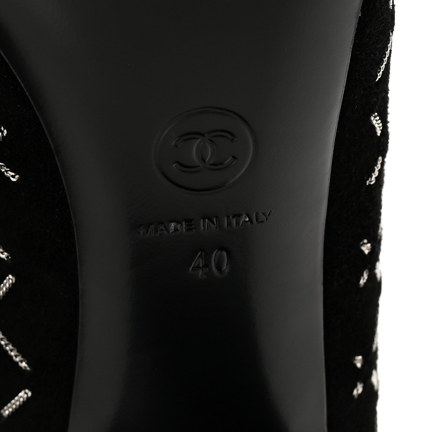 Chanel Kid Suede Chain Quilted Pumps 40 Black 7 of 9