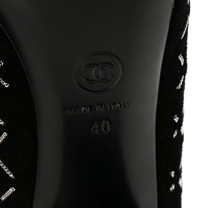 Chanel Kid Suede Chain Quilted Pumps 40 Black 7 of 9
