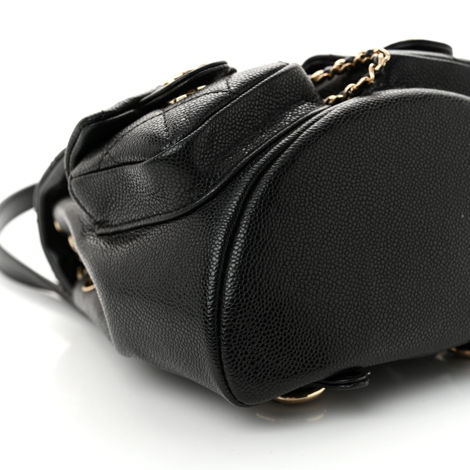 Chanel Shiny Caviar Quilted Small Duma Pockets Drawstring Backpack Black 9 of 11