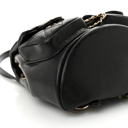Chanel Shiny Caviar Quilted Small Duma Pockets Drawstring Backpack Black 9 of 11