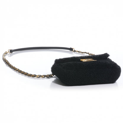 Fendi Shearling Nappa Mini Be Baguette Shoulder Bag Black 4 of 9