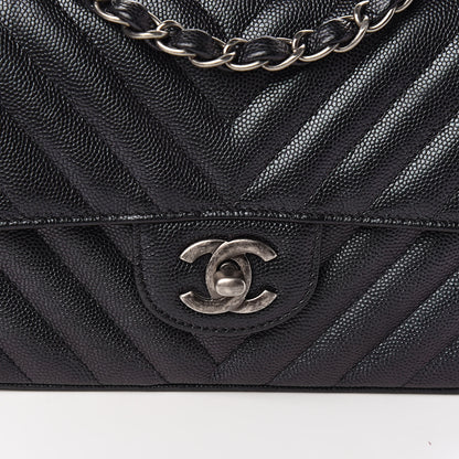 Chanel Iridescent Caviar Chevron Quilted Mini Rectangular Flap Black 11 of 12