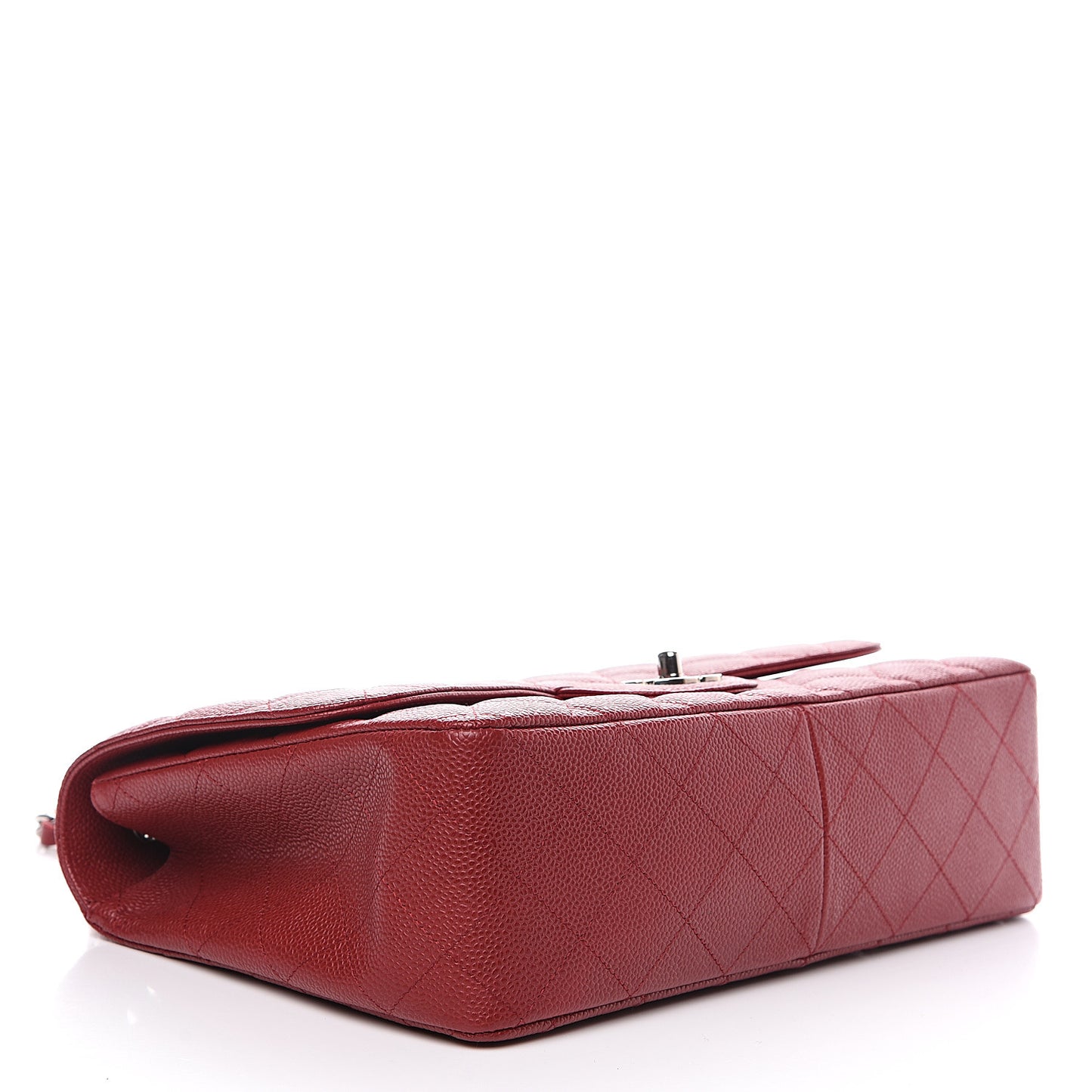 Caviar Quilted Jumbo Single Flap Dark Red