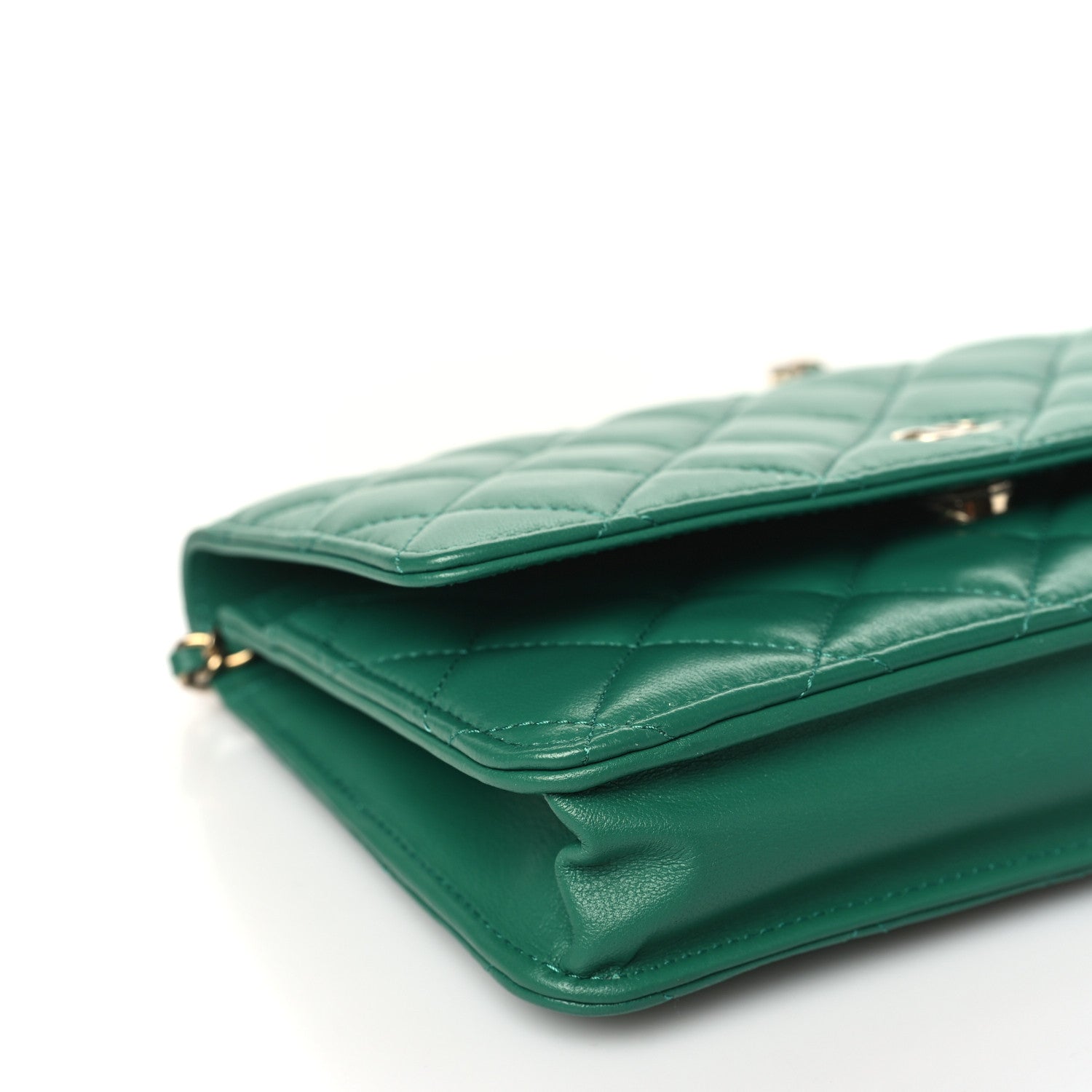 Chanel Lambskin Quilted Wallet On Chain WOC Green 9 of 11