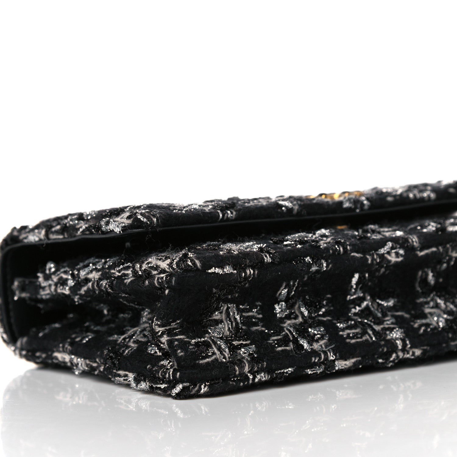 Chanel Tweed Quilted Chanel 19 Wallet On Chain WOC Black Silver Ecru 9 of 13