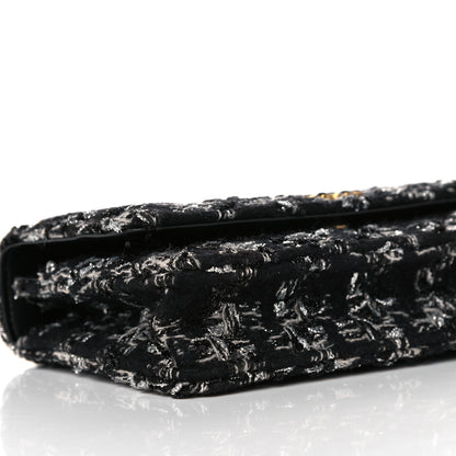Chanel Tweed Quilted Chanel 19 Wallet On Chain WOC Black Silver Ecru 9 of 13