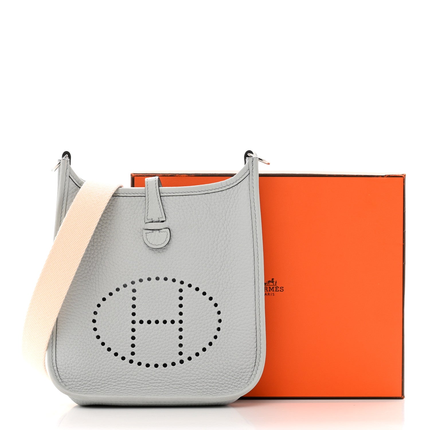 Hermes Taurillon Clemence Amazone Evelyne TPM Bleu Pale Nata 9 of 9