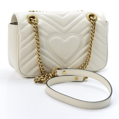 Gucci Calfskin Matelasse Mini GG Marmont Shoulder Bag White 2 of 9