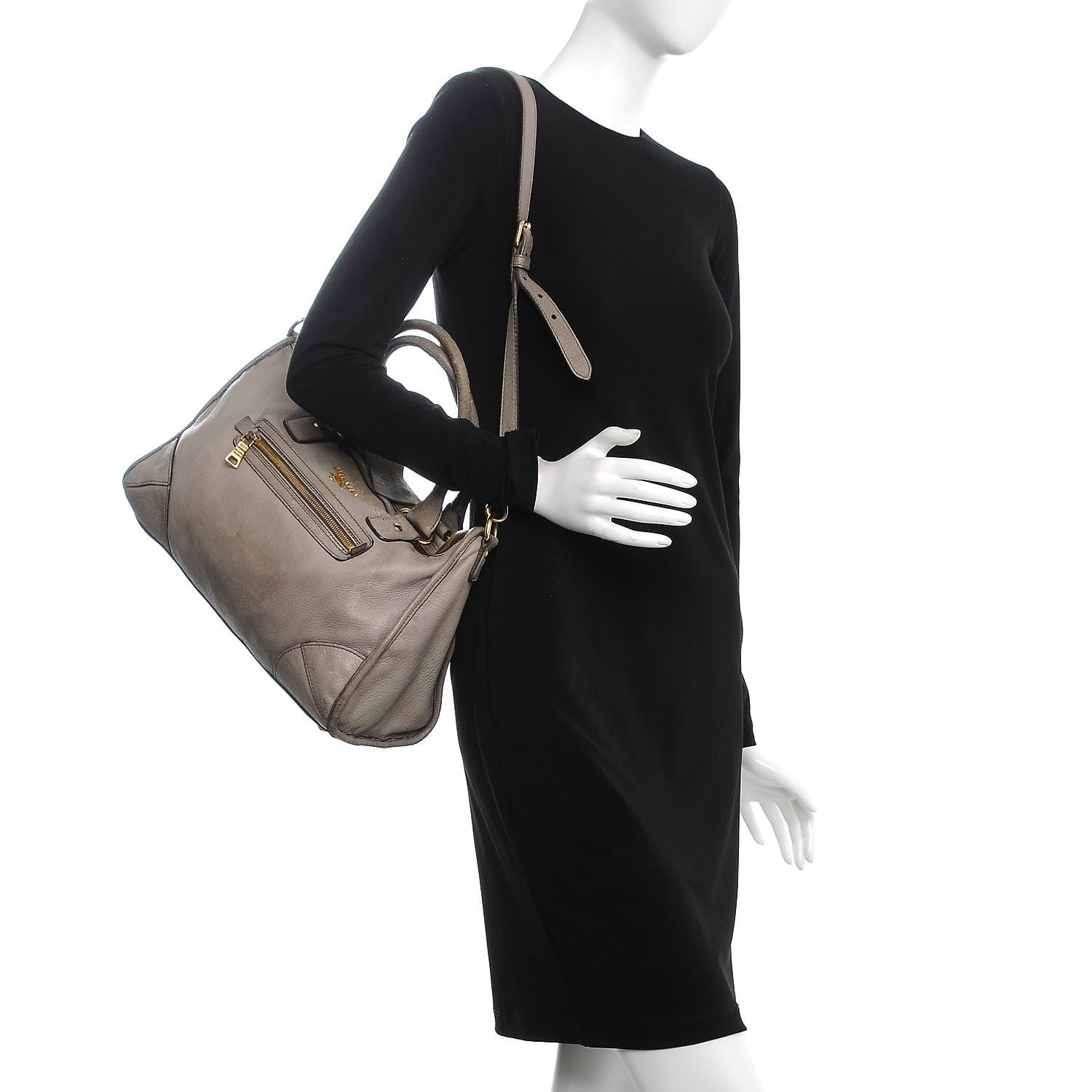 Prada Cervo Deerskin East West Top Handle Bag Pomice 2 of 28