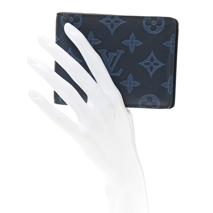 Louis Vuitton Calfskin Monogram Shadow Multiple Wallet Navy 2 of 6