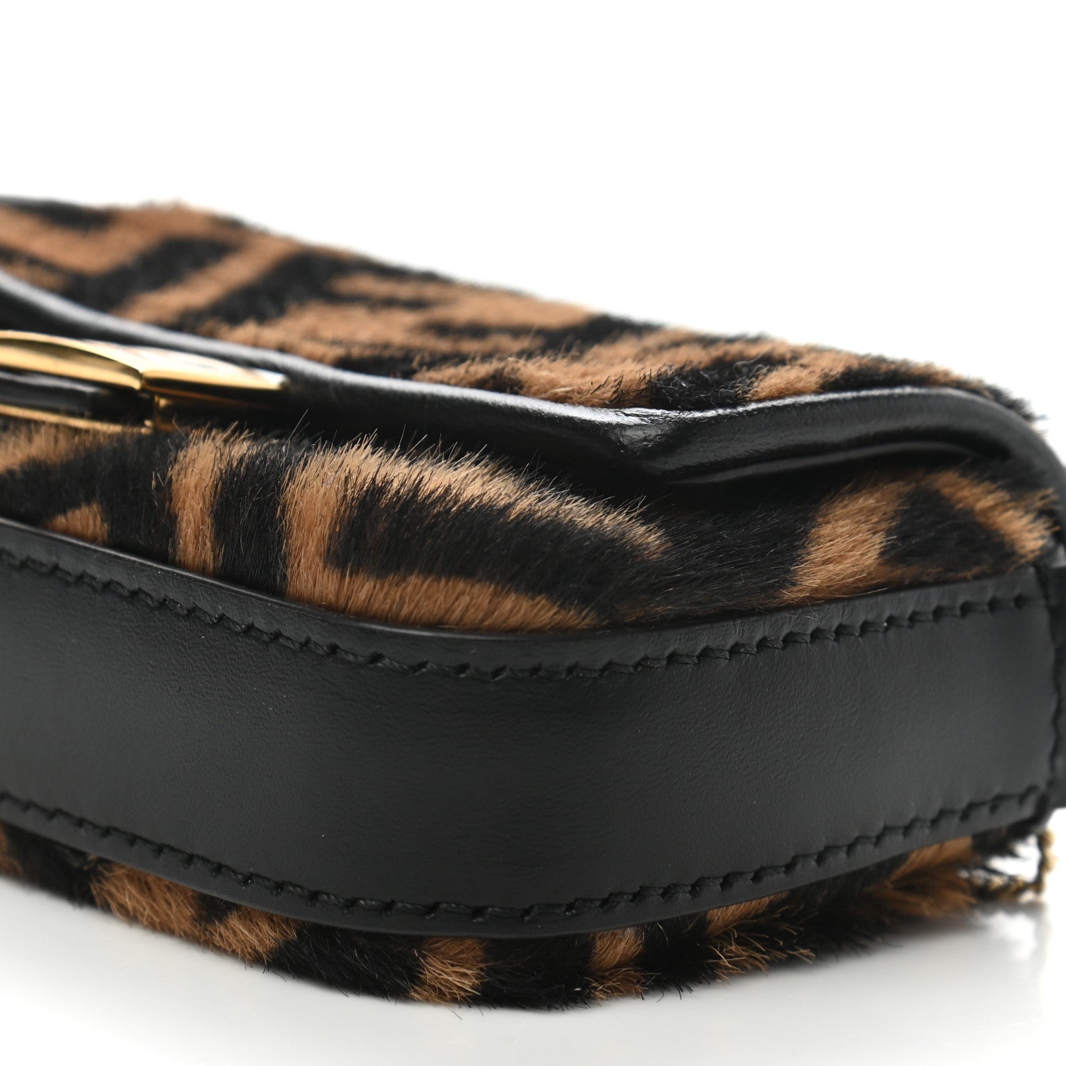 Fendi Sheared Sheepskin Vitello King FF Nano Baguette Charm Tobacco Moro Black 7 of 9