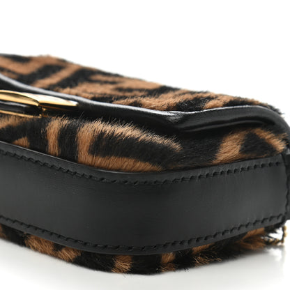 Fendi Sheared Sheepskin Vitello King FF Nano Baguette Charm Tobacco Moro Black 7 of 9