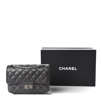 Chanel Metallic Sheepskin Quilted 2.55 Reissue Mini Flap Dark Silver 11 of 11