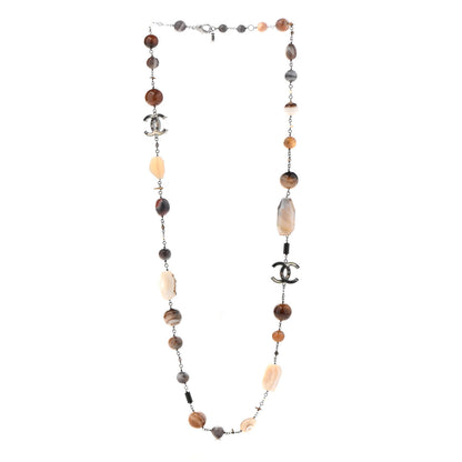 Chanel Stone CC Long Necklace Silver Multicolor 4 of 6