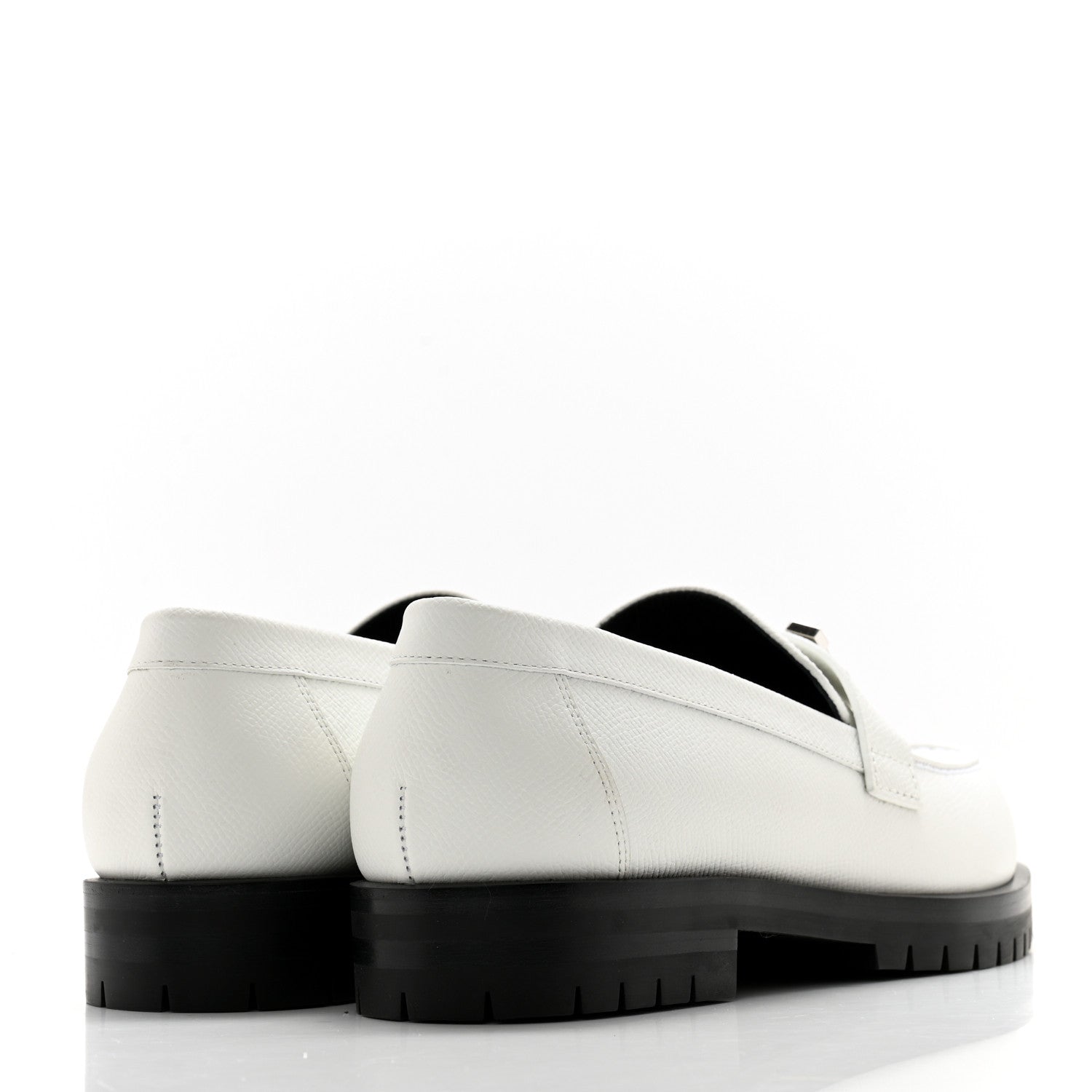 Hermes Epsom Womens Faubourg Loafers 37 White 4 of 10