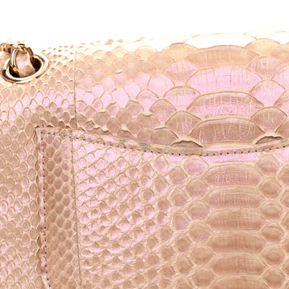 Chanel Metallic Snakeskin Medium Double Flap Pink 15 of 15