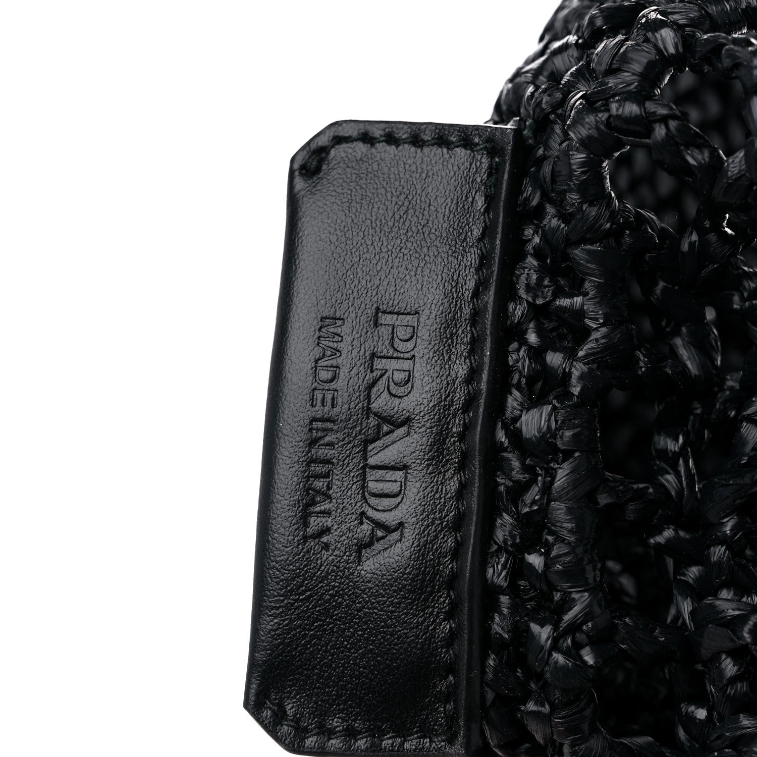 Prada Yarn Raffia Effect Crochet Logo Embroidered Small Tote Bag Black 6 of 8