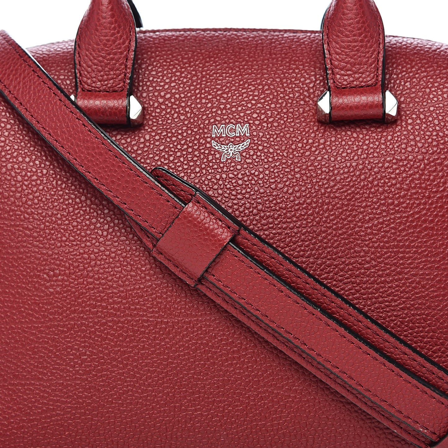Grained Calfskin Small Ella Boston Burgundy