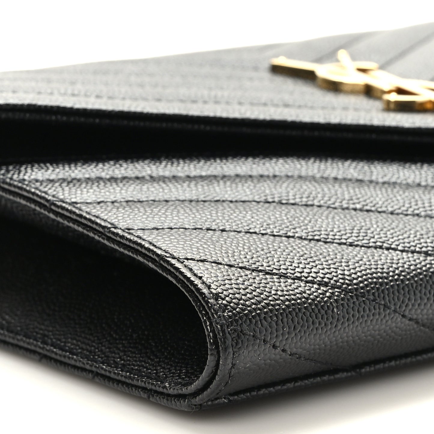 Grain De Poudre Matelasse Chevron Monogram Envelope Clutch Black